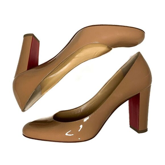 Christian Louboutin Lady Gena Nude Patent Leather Pump Heels EU 38.5 US 8.5 - Picture 6 of 10